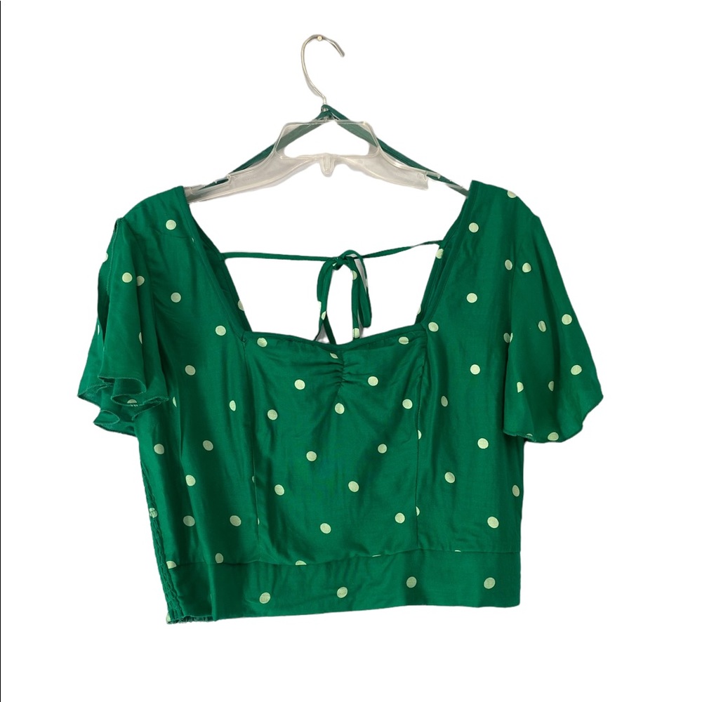 NWT// Jade green pika crop top with open back ties